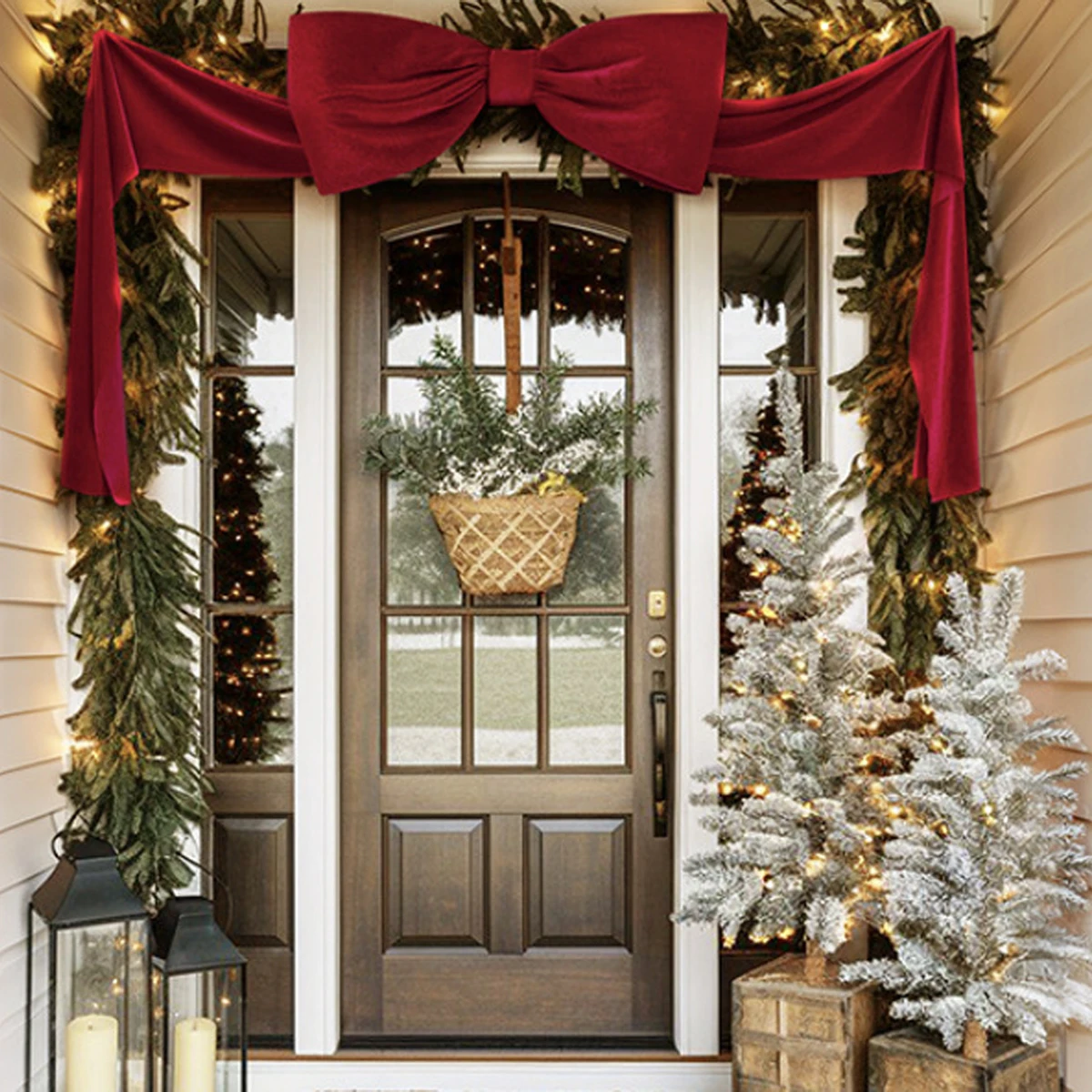 

Новинка 2026 года, 1 шт., бант для дерева, гигантский, длина 180 см, мягкий, не деформированный, добавляет атмосферу для рождественских штор, дверей, вечеринок