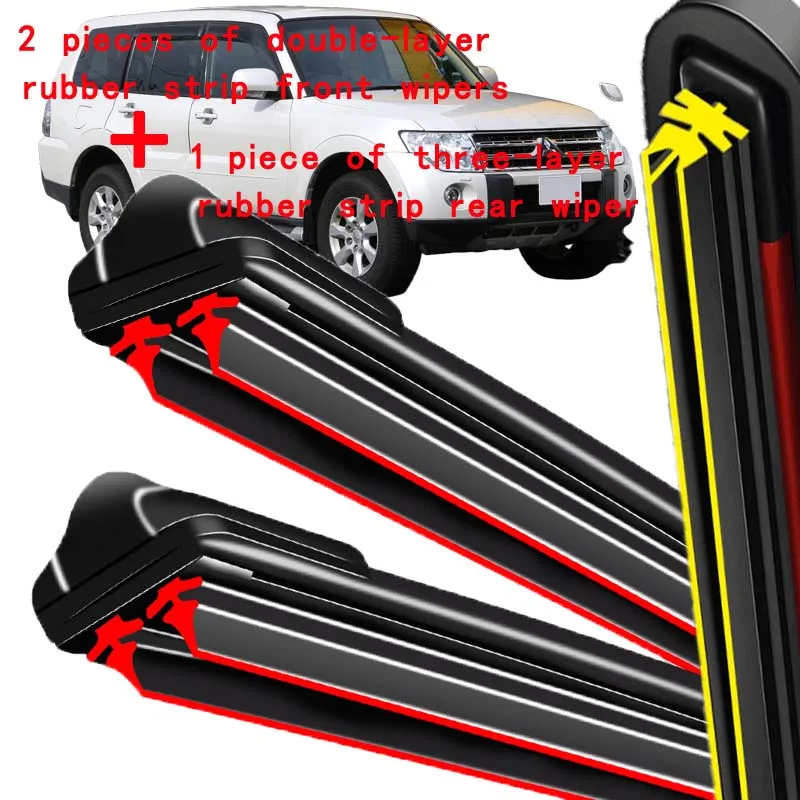 

For Mitsubishi Pajero Shogun Montero V80 2007-2015 2008 Wiper Front & Rear Wiper Blades Windshield Windscreen Window 22"+20"+12"