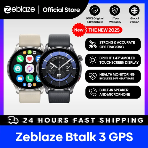 Zeblaze Btalk 3 GPS 스마트워치, AMOLED 스크린 듀얼 스트랩, 전화 통화, 심박수, SpO2 스트레스 추적 시계, 1.43 인치, 신제품