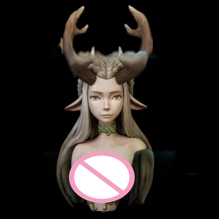 

60mm Die-casting Resin Model Assembly Kit, GK， Half Body Portrait of Forest Princess, Unpainted, Needs To Be Assembled