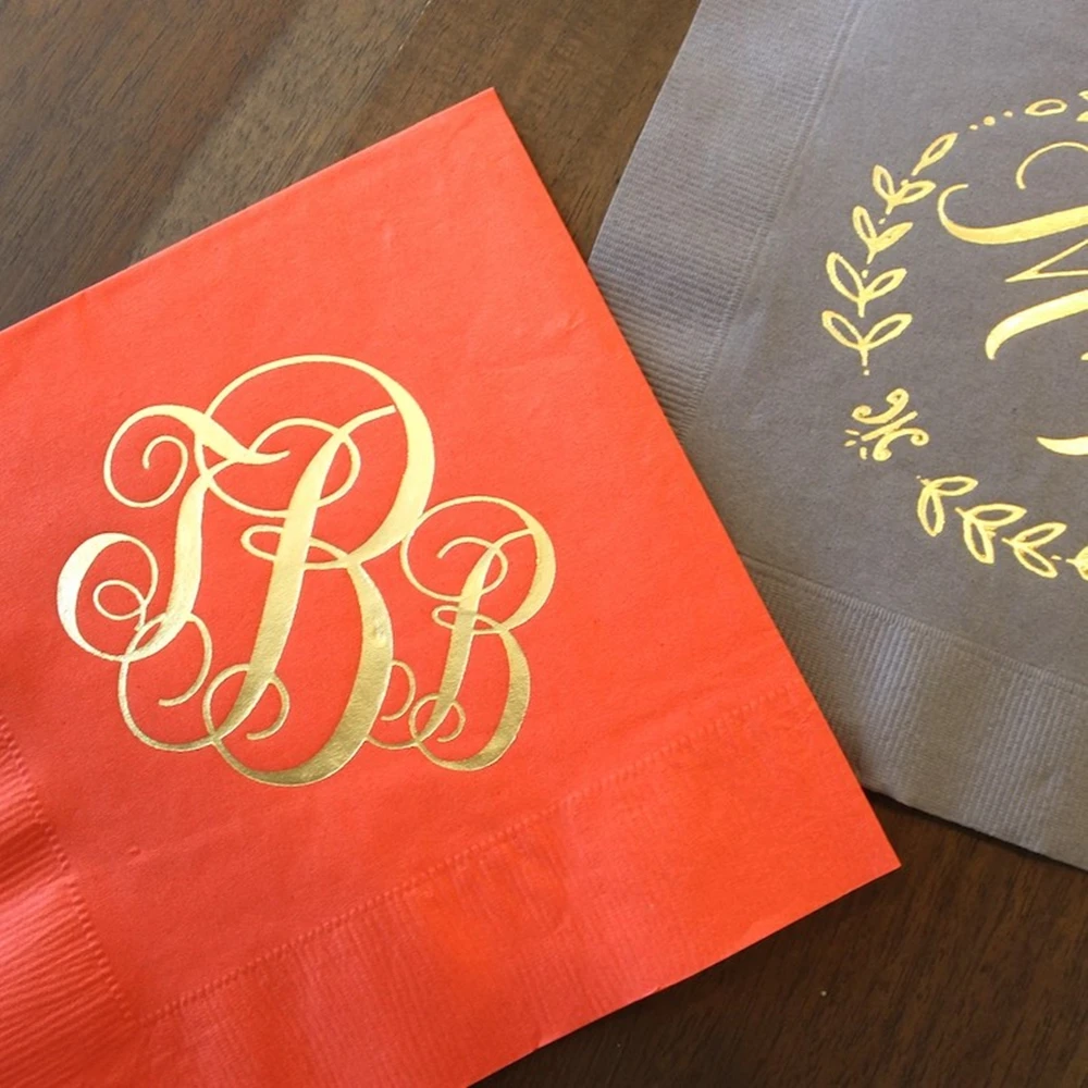 

Shiny Gold Foil Monogram Napkins, Personalized Wedding Napkins, Custom Napkins, Printed Party Napkins, Personalized Monogrammed