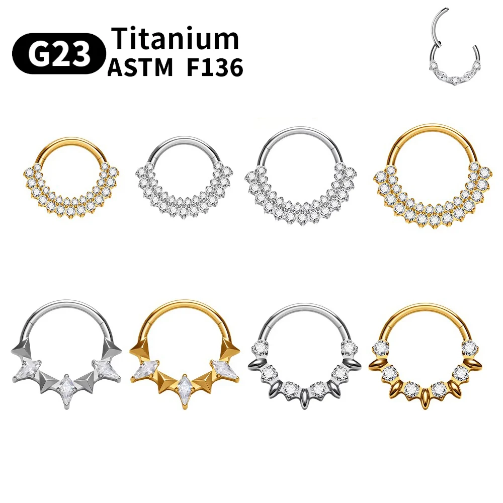 G23 Titanium Hinged Segment Hoop Multi Part Spike Combination Nose Ring Septum Piercing For Ear Cartilage Helix Tragus Lip