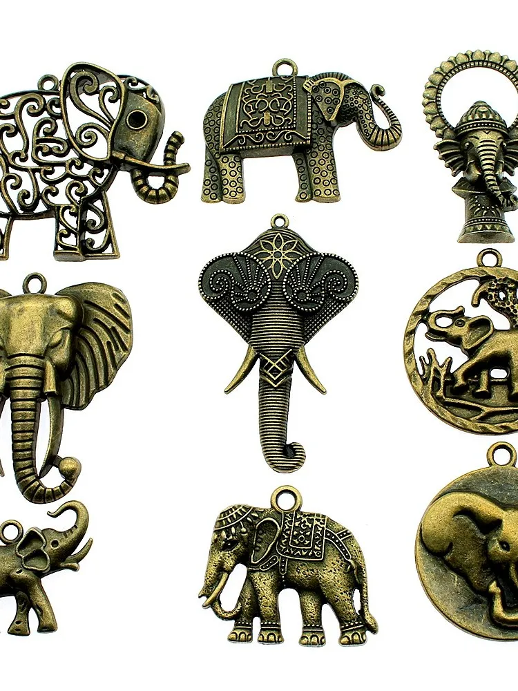 2szt Elephant Charms Antique Bronze Color Elephant Charms Pendants For Bracelets Big Elephant Pendant Charms Making Jewelry — zdjęcie 2