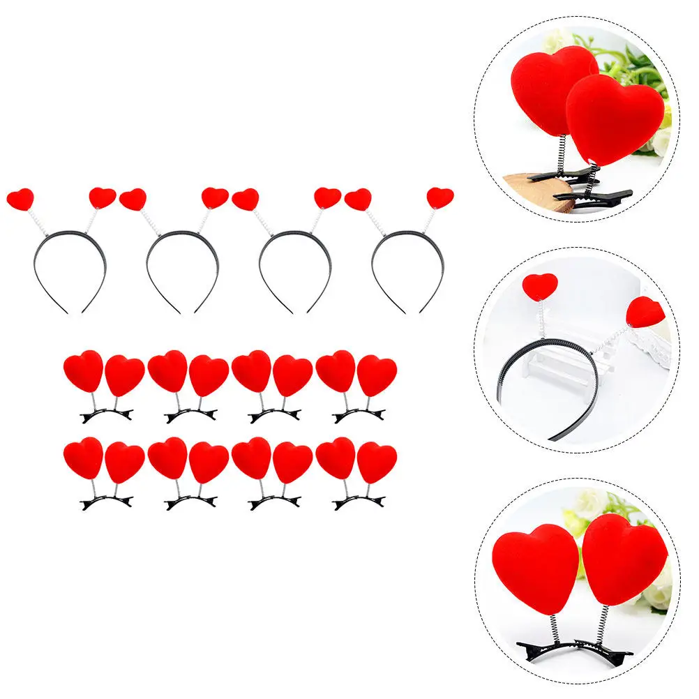 

Valentines Day Heart Headband Set Valentine Hair Clips Kids Party Hair Accessories Romantic Gift for Girls