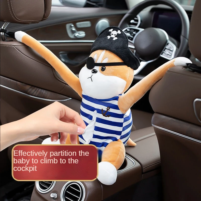 Car Tissue Box Pumping Car with Hanging Car Inner Armrest Box Sun Visor Pumping Box Cartoon Cute Creative  Tissue Boxes