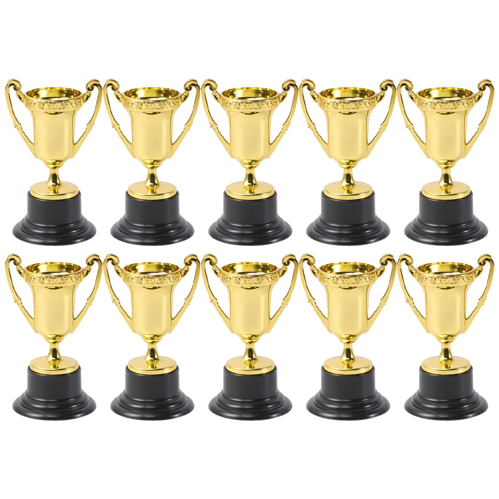 10pcs Creative Plastic Reward Trophies Children Reward Gift Toys Small Trophy Gold Award Trophy Cups School Rewarding Supplies