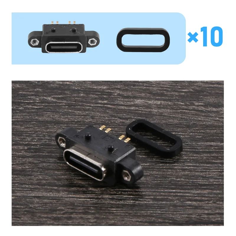 【تخفيضات سريعة】10 قطعة Micro-USB TYPE C 4Pin مقاوم للماء أنثى USB C منفذ مقبس مع ثقب المسمار واجهة شحن الطاقة USB Connec