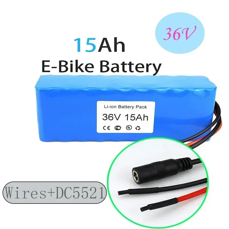 Batterie de vélo électrique d'origine, connecteur de fils et BMS, batterie Ion Eddie, 15Ah, 36V, 10S3P