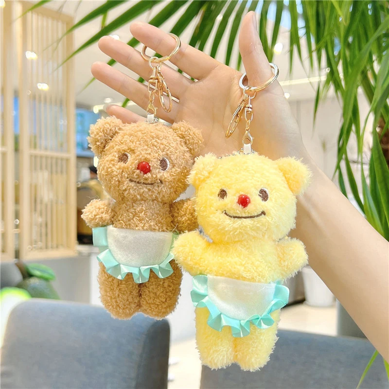 

New Cute Butter Bear Doll Keychains For Bag Pendant Cute Small Bear Plush Keychain Funny Brown Bear Plush Toy Pendant Keyring