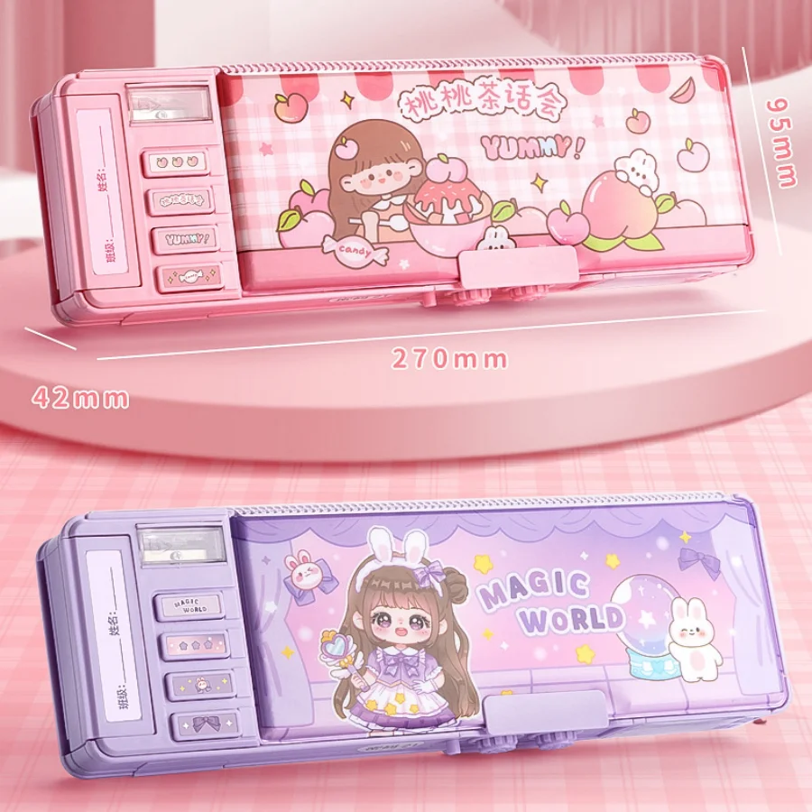 Multifunction Pencil Case Large Capacity Pencil Box With Coded Lock Mechanical Cute stationery Case Students Children Supply