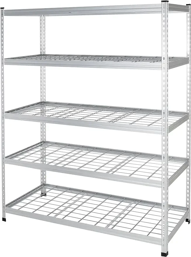 Amazon Basics Heavy Duty Storage Shelving Unit, Double Post, 5 Shelf, High-Grade Aluminum, Silver, 60 x 24  78 Inch