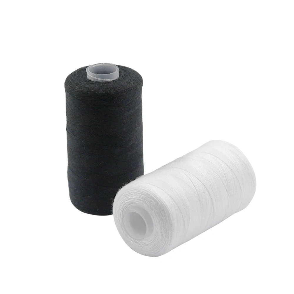 Hilos de poliéster para coser, juego de hilos resistentes y duraderos, color blanco y negro, para máquinas de mano, 2 piezas, 500M