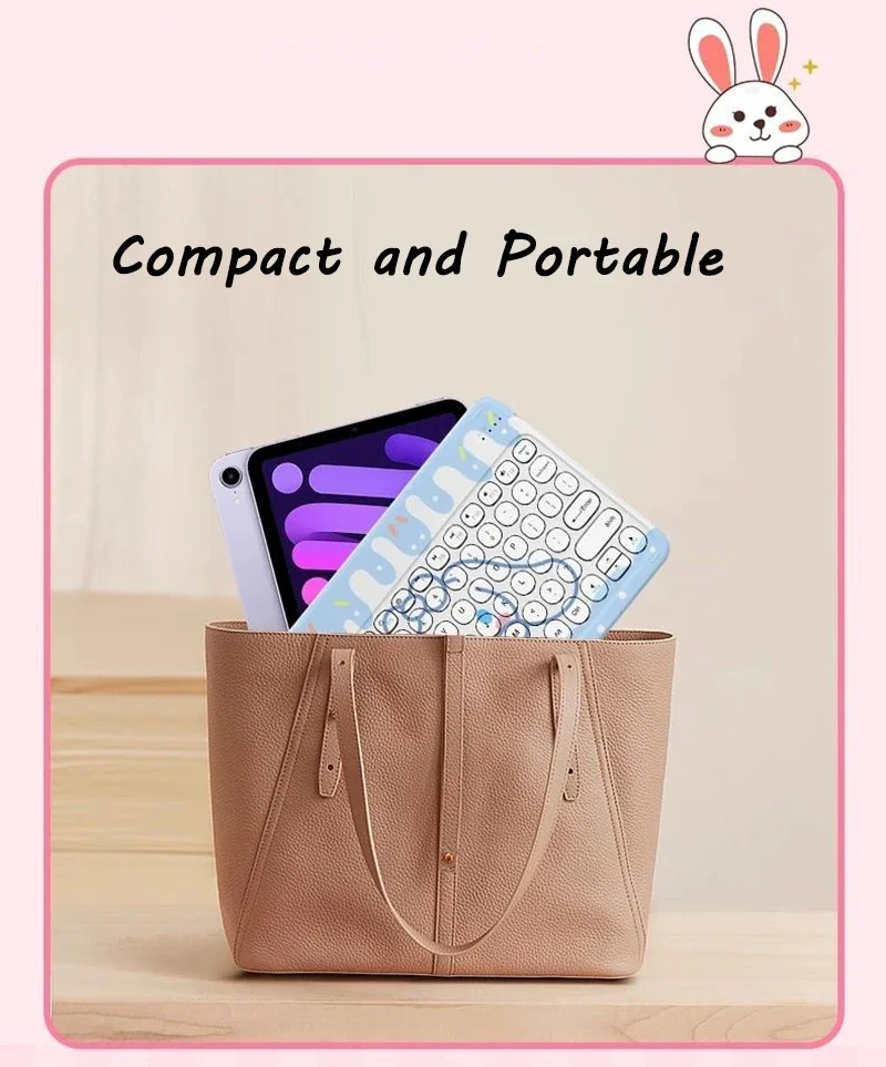For iPad Tablet Wireles Bluetooth Keyboard Cute Cartoon Cinnamoroll Keyboard Mini Portable Keyboard Mute Rechargeable Keyboards