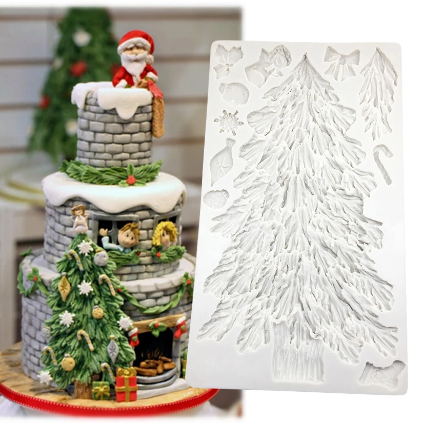 Christmas Tree Poinsettia Silicone Sugarcraft Mold Fondant Cake Decorating Tools Candy Chocolate Gumpaste Mold