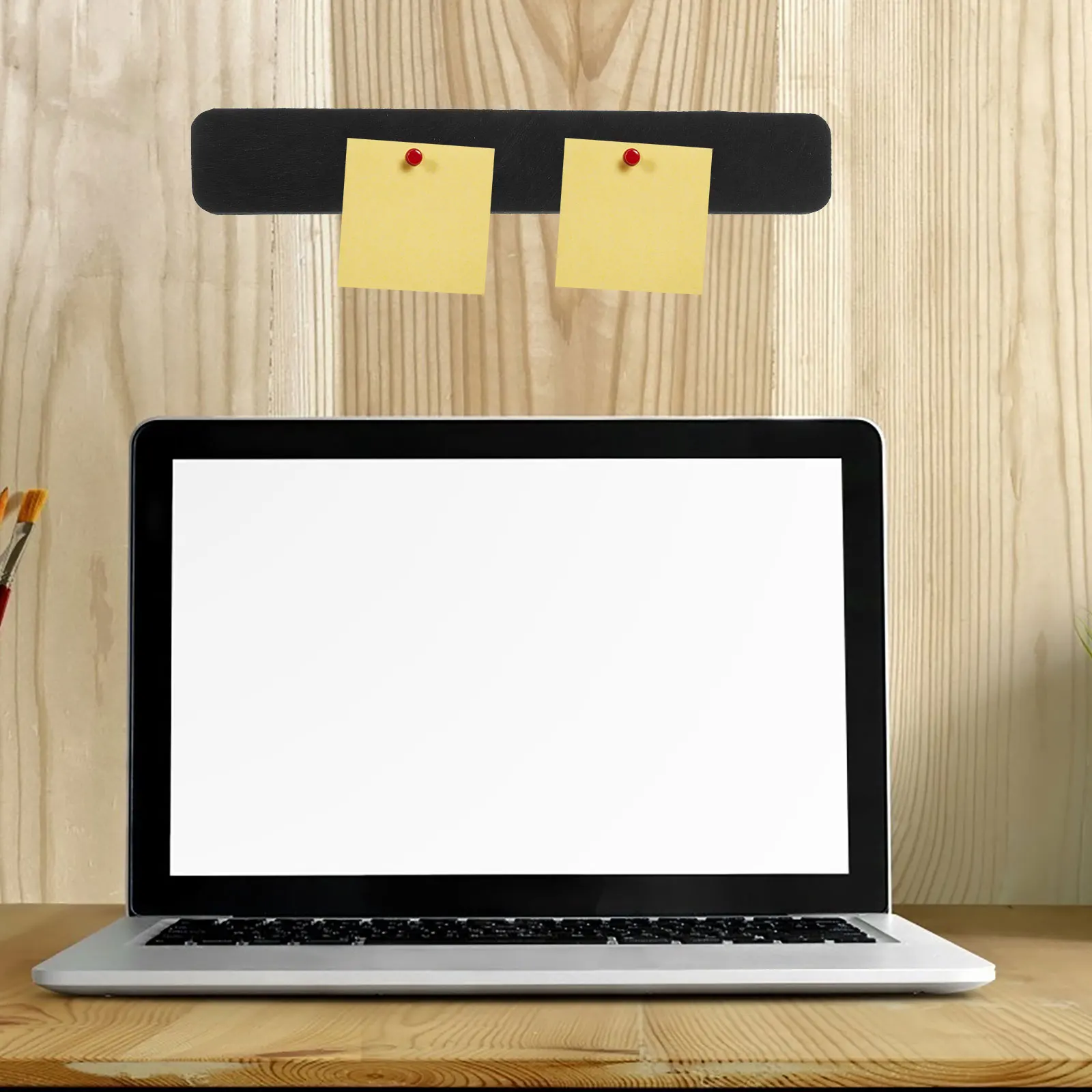 

8 Pcs Bulletin Board Strips Announcement Small Desk Memo Bar Wall Felt Strip Pins Office Classroom Black Display Notice