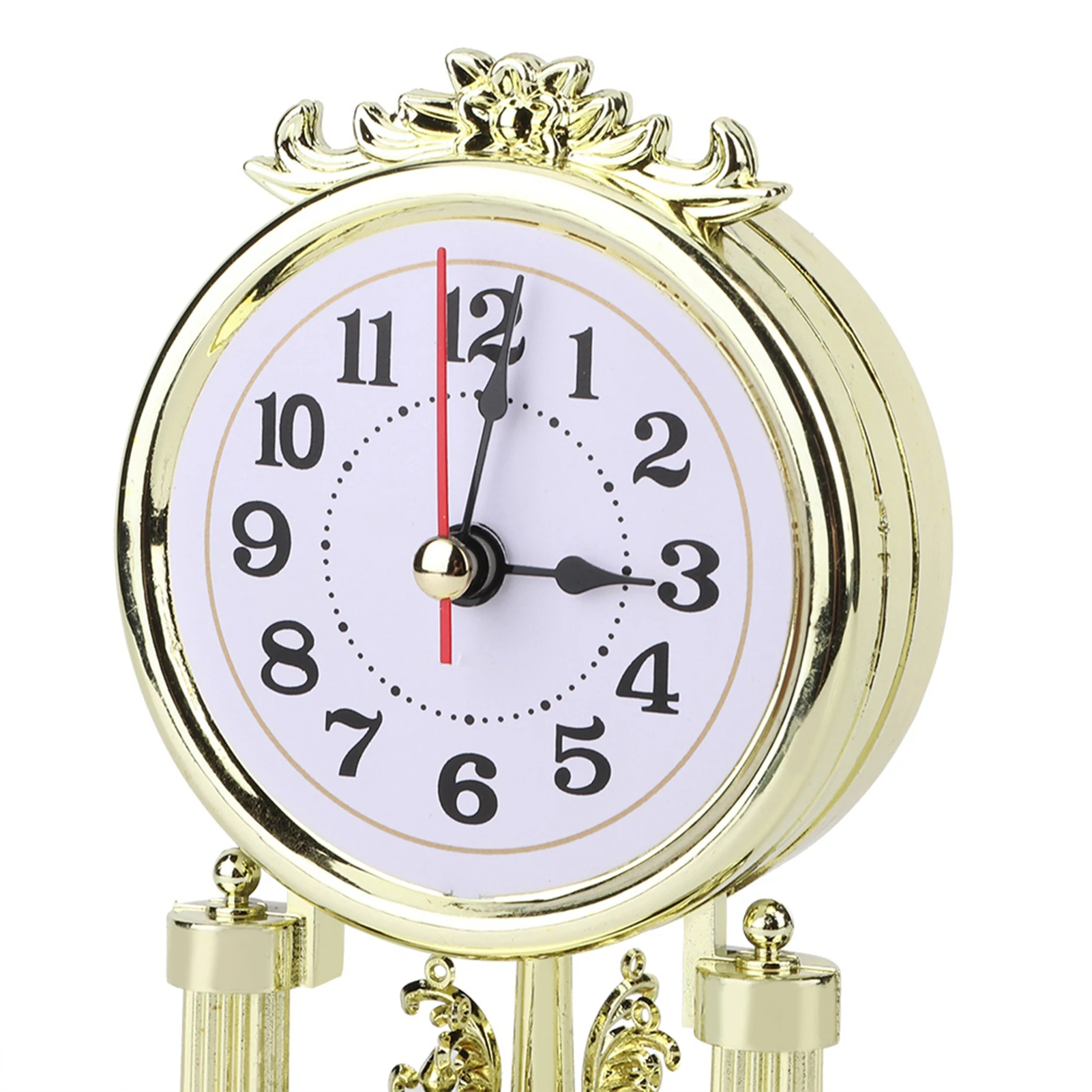 European Retro Vintage Table Clock Antique Silent Non-Ticking Desk Clock Analog Decorative Clock for Living Room Bedroom Home