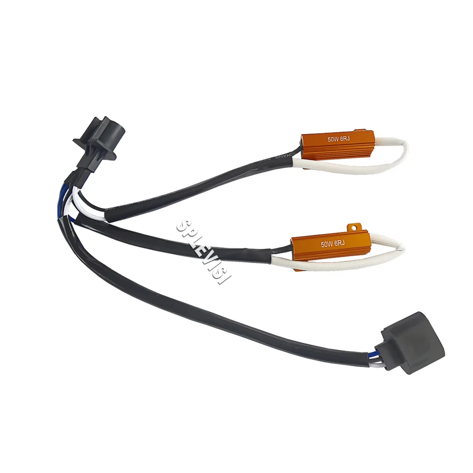 2PCS H13 9008 50W 6ohm  LED Bulbs Lights No Error Load Resistor Flash Issue Wiring Decoders