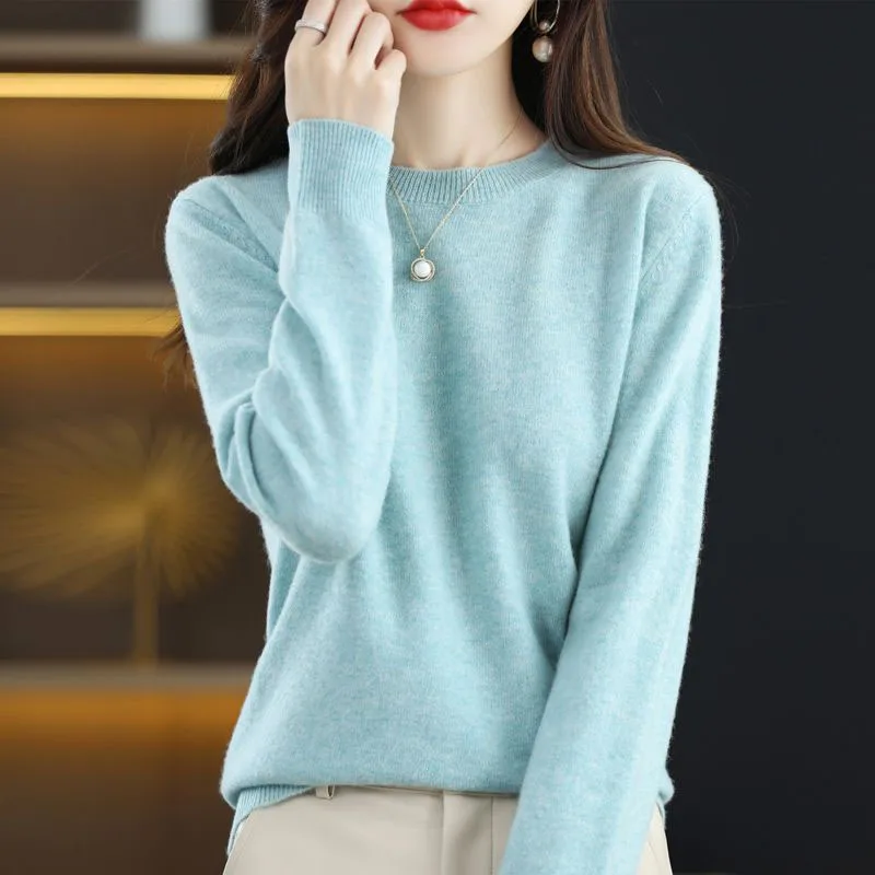 Xpqbb New Cashmere Sweater Women Korean Fashion O Neck Knitted Pullover Woman Sweaters Solid Casual Loose Warm Jumper Tops