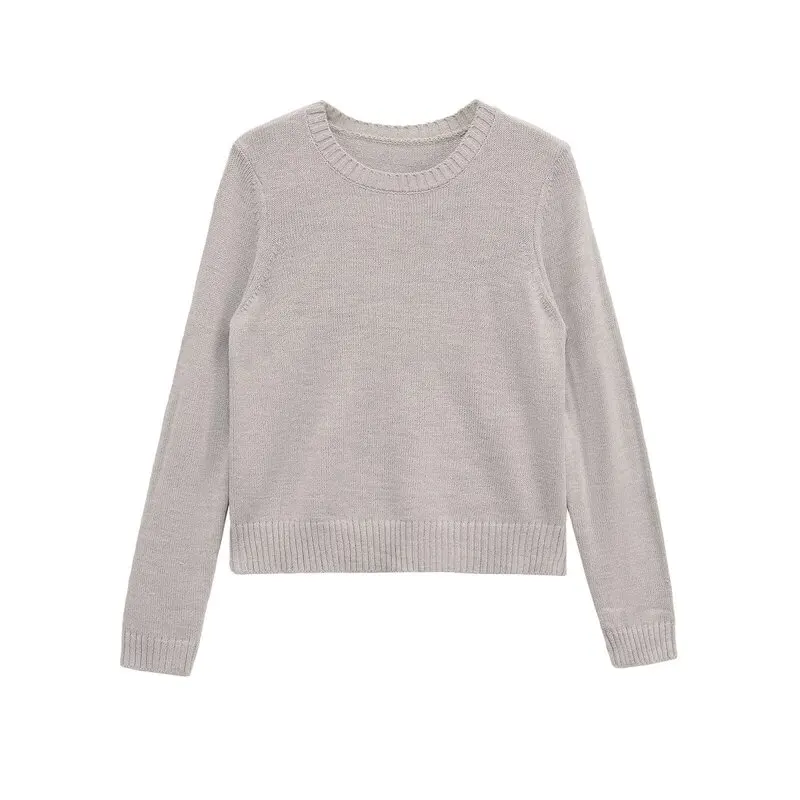 2025 automne nouveauté femmes trajet basique Sle Long Sve rond Ne tricoté pull polyvalent Faionable fille tricots