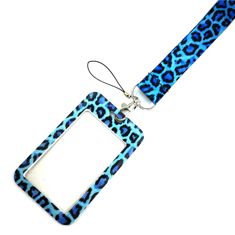 Blue Leopard Print Key lanyard Car KeyChain ID Card Pass Gym Mobile Phone Badge Kids Key Ring Holder Jewelry Decorations view 3