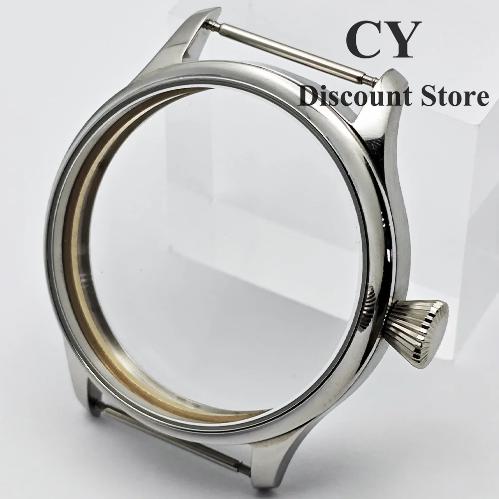 RICHUS ETA6497 Watch Case 44mm Silver Stainless Steel Watch Case Fit ETA6497 6498 ST3600 3620 Movement Watch Accessories Parts