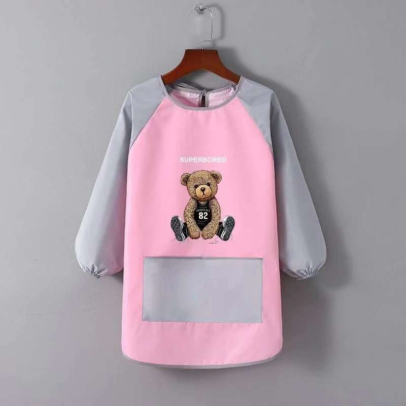 Personalized Custom Logo/Name Painting Drawing Bib Long Sleeved Waterproof Infant Eating Apron Children\'s Bandana Feeding Bib