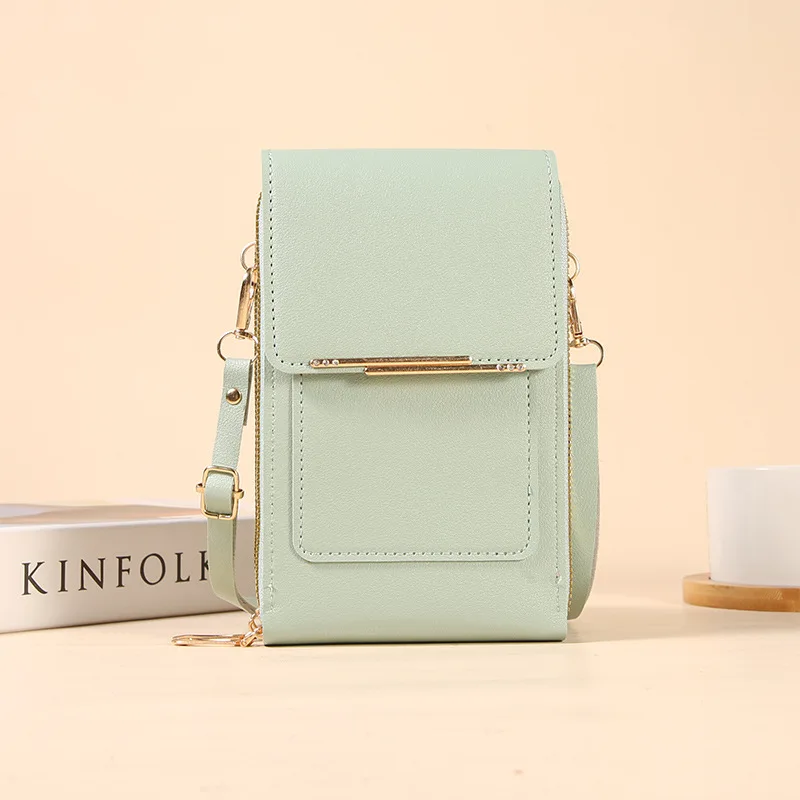 Nova Bolsa de Celular com Tela Sensível ao Toque para Mulheres, Porta-Cartões, Bolsa Transversal, Carteira Feminina