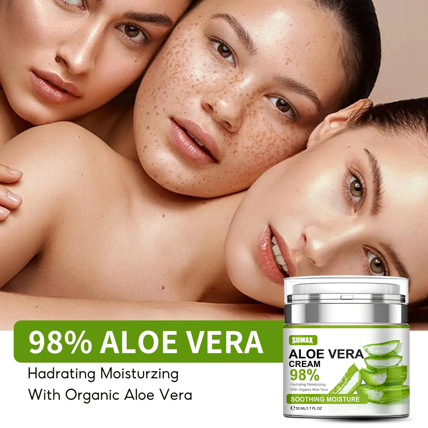 

Press Jar Aloe Vera Cream 50ml Moisturizing and hydrating Post-Sun Repair Brightening Skin Tone Soothing Firming Skin Care