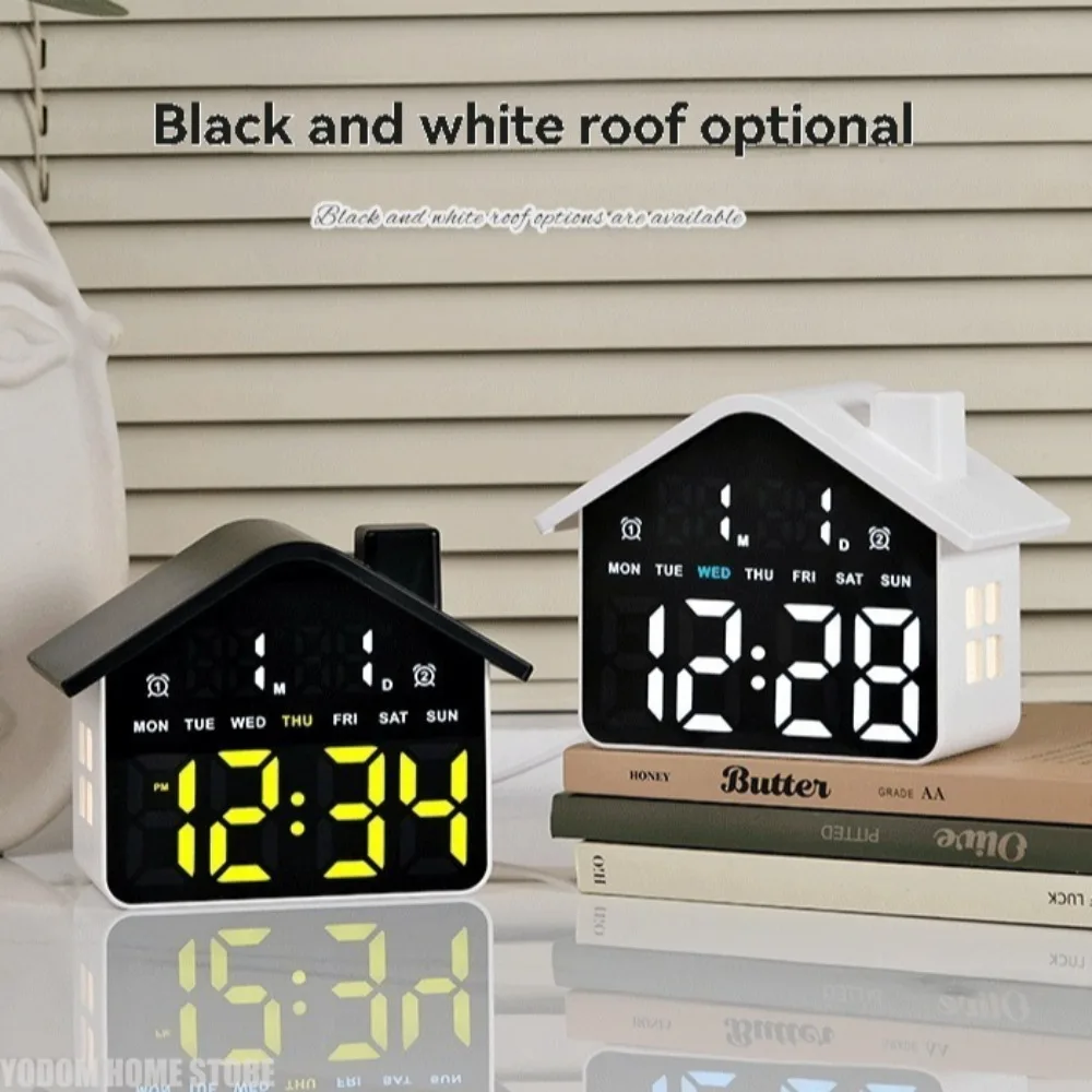 Reloj Despertador Digital LED con Control por Voz, Fecha, Semana, Ajuste de Brillo, Reloj Electrónico de Mesa con Luz Nocturna 12/24H