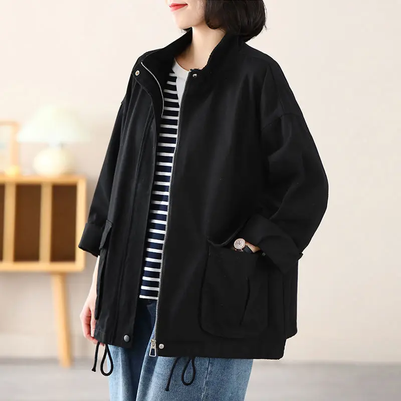 Giacche Cargo donna capispalla con Zip allentata Casual stile coreano Chic All-match Solid Fashion Streetwear abbigliamento Vintage Ins primavera