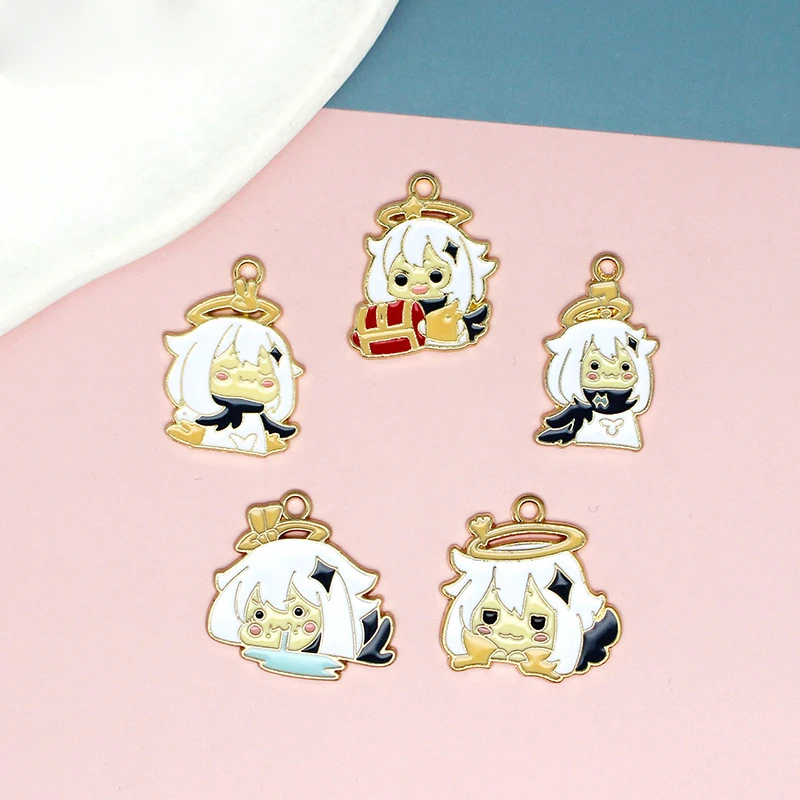 

100PCS Alloy Dripping Oil Pendant Cartoon Character Earrings DIY Designer Charm Keychain Jewelry Accessories