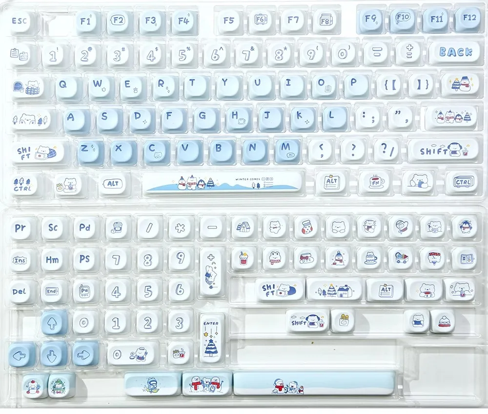135 Keys/Set MOA Profile Personality Keycap Winter Bear Theme PBT Key Caps Dye Sublimation Keycap For Mechanical Gaming Keyboard