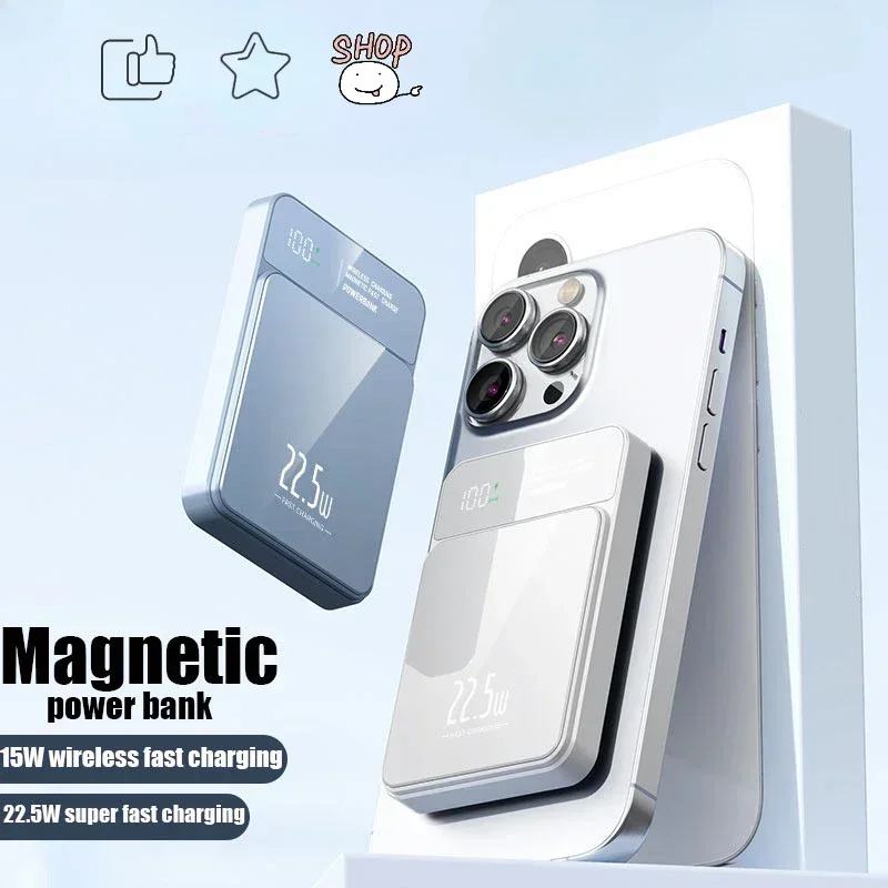 50000mAh Power Bank Wireless Magnetic Power Bank Magsafe 22.5W Super Fast Charging for IPhone Xiaomi Samsung Huawei