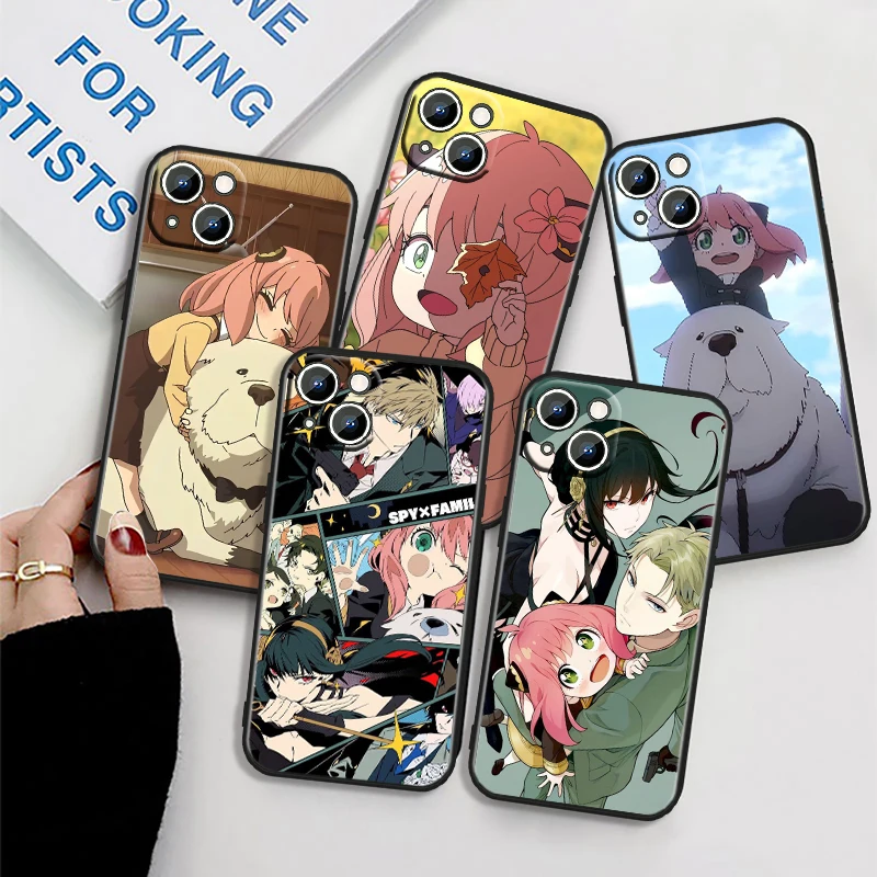 

S-SPY X F-FAMILY Cute For iPhone 15 14 13 12 11 XS XR X 8 7 SE Pro Max Plus Mini Black TPU Phone Case