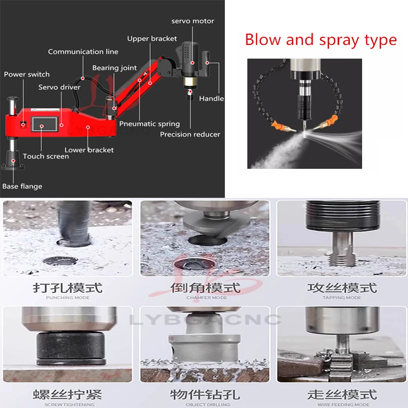 

Электрический резьбонарезной станок LY (обновленная модель) с функциями продувки и распыления, с патронами M2, M3, M10, M16, M20 (опционально), вертикальный, универсальный