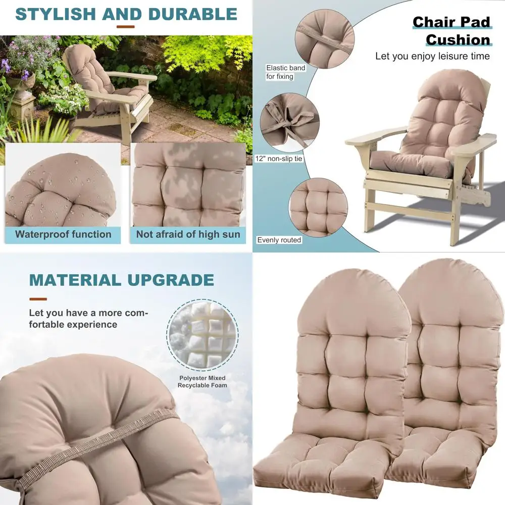 

Бежевые подушки для уличного кресла-качалки с высокой спинкой, 44x19,4x4 дюйма, с завязками, устойчивые к ультрафиолетовому излучению и выцветанию, набор из 2 шт.