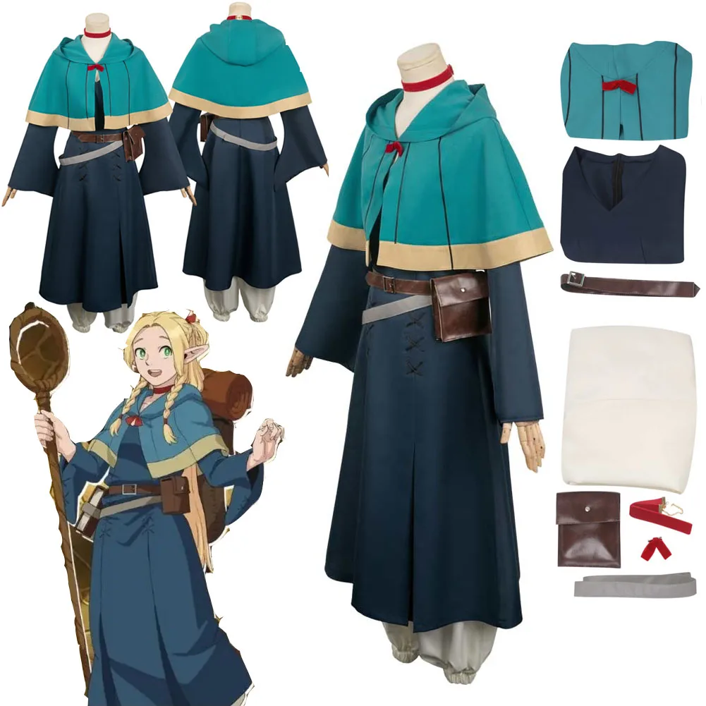 

Anime Delicious in Dungeon Marcille Cosplay Dress Cloak Costume Fantasia Disguise for Adult Women Outfit Halloween Carnival Suit