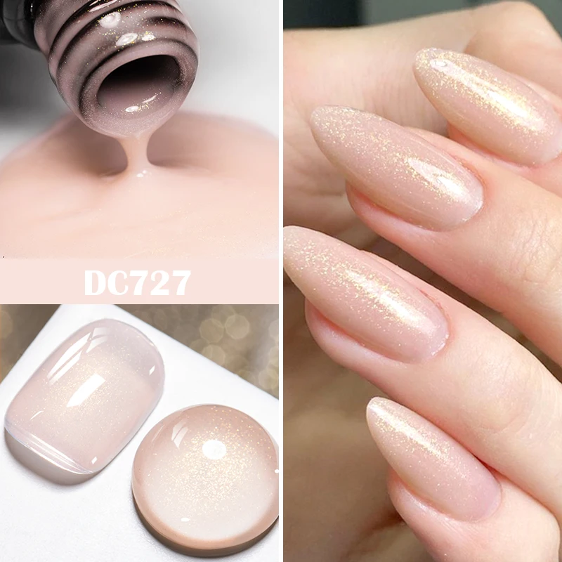 Jelly Nude Glitter Nail Gel Polish Shimmer Glitter Light Pink Translucent Color UV Led Cure Gel Varnish Manicure Nails Art DIY
