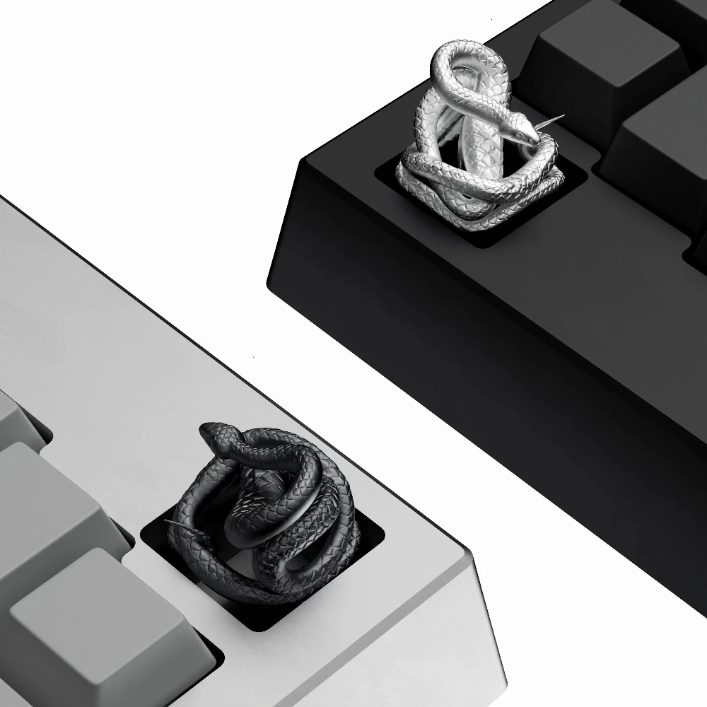 Spiritual Snake Themed Point Keycap Metal Custom Original Handmade Artisan ESC Keycaps for Mechanical Keyboard Accessories Gift