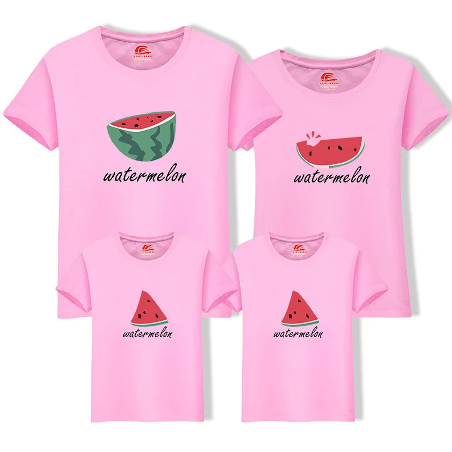 Mommy Daddy Brother Sister Baby Family Matching T-shirts Watermelon pattern Family Clothes Summer Cotton Family Look Outfits