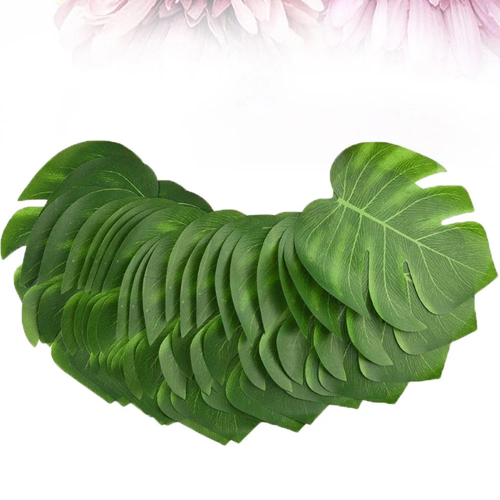 

30pcs Simulation Monstera Leaves 8 Inch Green Realistic Artificial Plants For Home Decoration Supplies Fake Leaves Diy Indoor