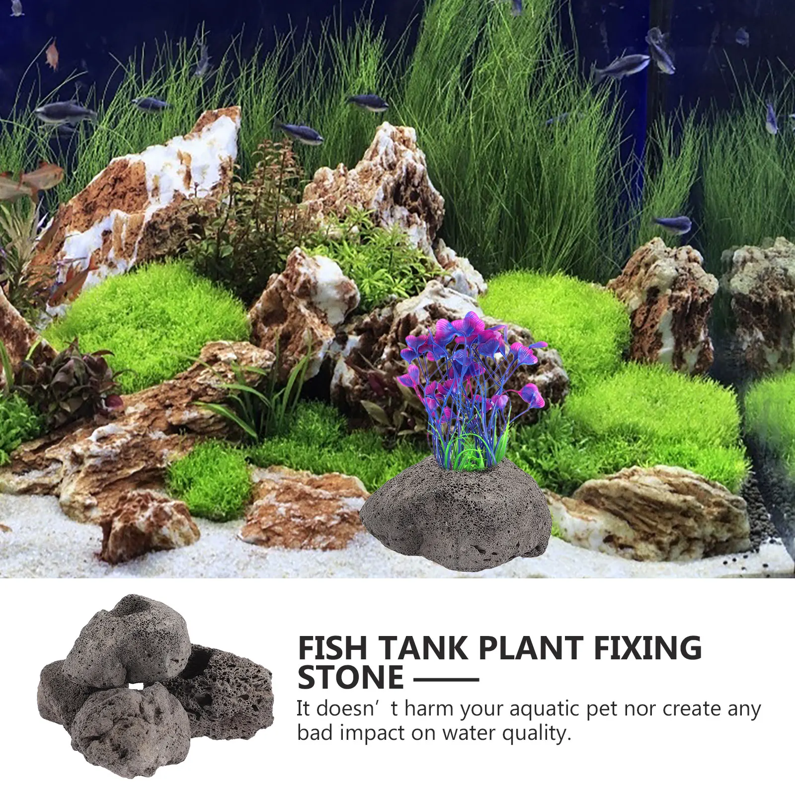 

10pcs Volcanic Rock Fish Tank Decorations Aquarium naments Fixer for Plants Landscaping Decoration Rocks Accessory Stone