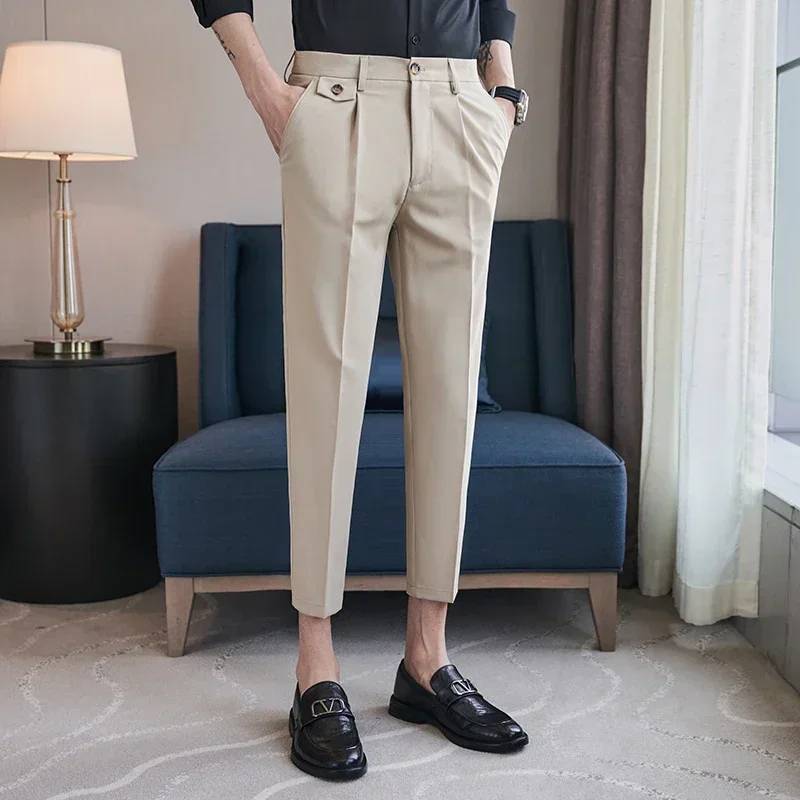 New Formal Pants for Men High Quality Slim Fit Business Fashion Casual Suit Pants Spring Male Solid High Waist Dress Pants 36