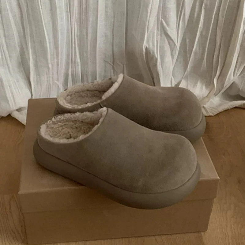 النساء الفراء البغال أحذية الشقق النعال حذاء رياضة كاجوال 2025 الشتاء قصيرة أفخم أحذية دافئة موضة الوجه يتخبط المشي Mujer Zapatos #2