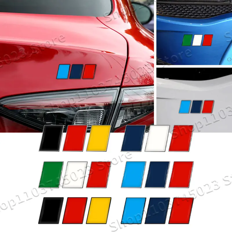 

For Universal Car Creative 3D Metal Three Color German French Swedish Italian Flags Badge Sticker Rear Trunk Body Tailgate Decor