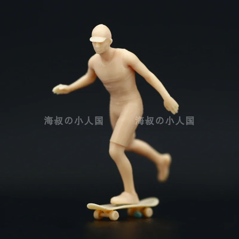 1/64 Street Sports Action Figures White Model Skate Mini Unpainted Diorama Miniature Urban Street View Toys Display Ornaments