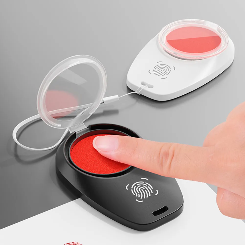 Immagine 4: Set di 3 Tampone per Impronte Digitali Compatti, Asciugatura Rapida, Rosso, con Cordino Portatile per Contabilità Finanziaria e Documenti d'Identità