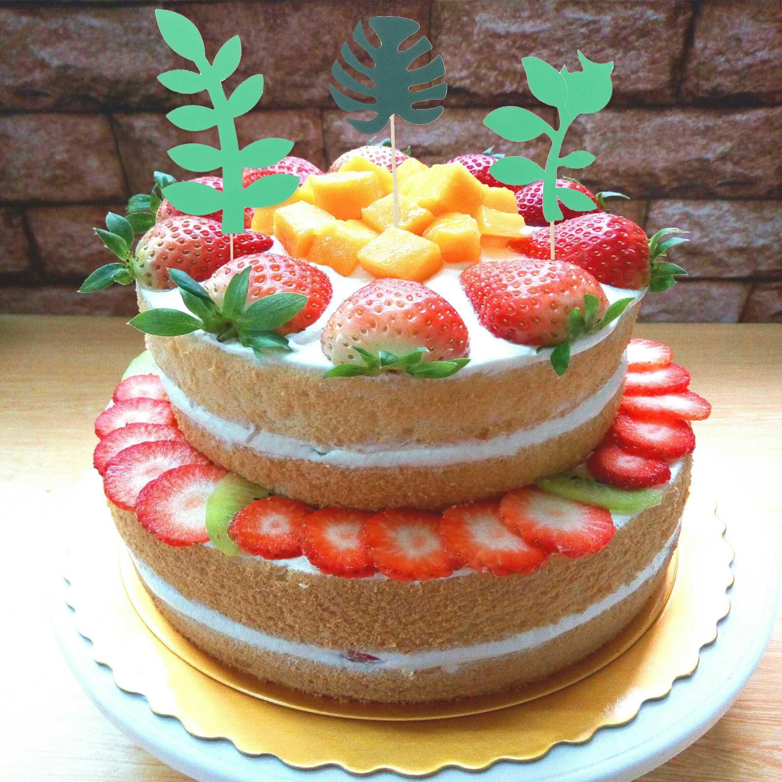 

24Pcs Green Leaf Cake Inserts Tropical Leaf Cake Plugins Natural Design Cupcake Topper Wedding Birthday Party Decor