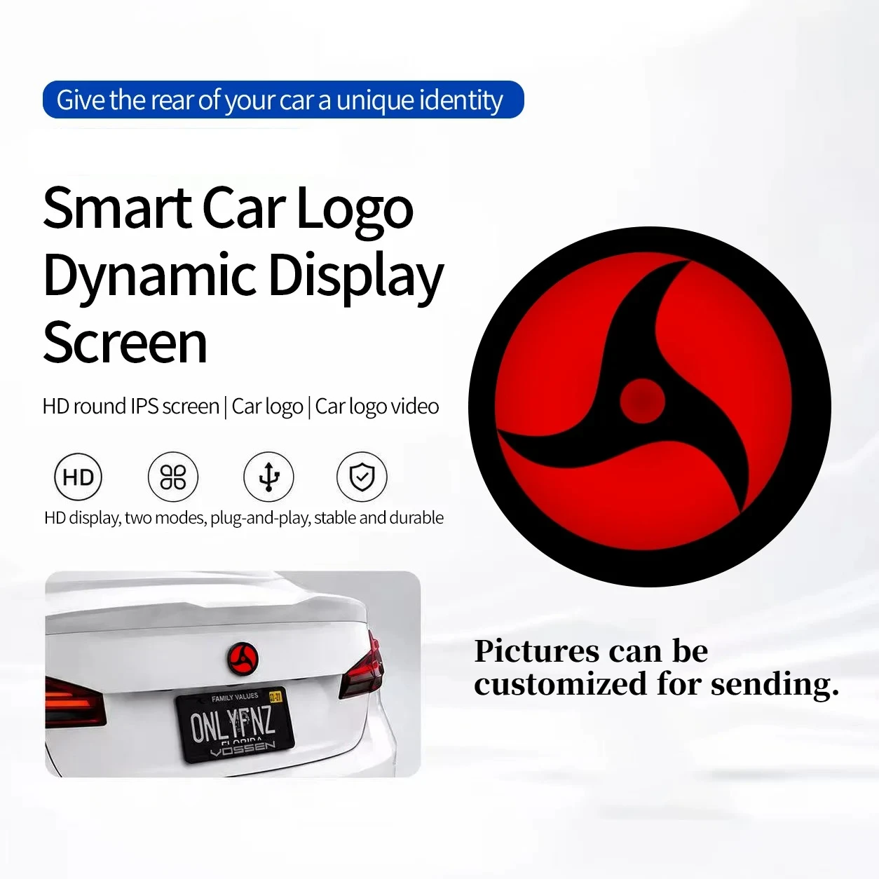 74mm 82mm Suitable for BMW Logo LED Definition Display Animation Customizable Rear Trunk Lid images with Customizable Car Logo