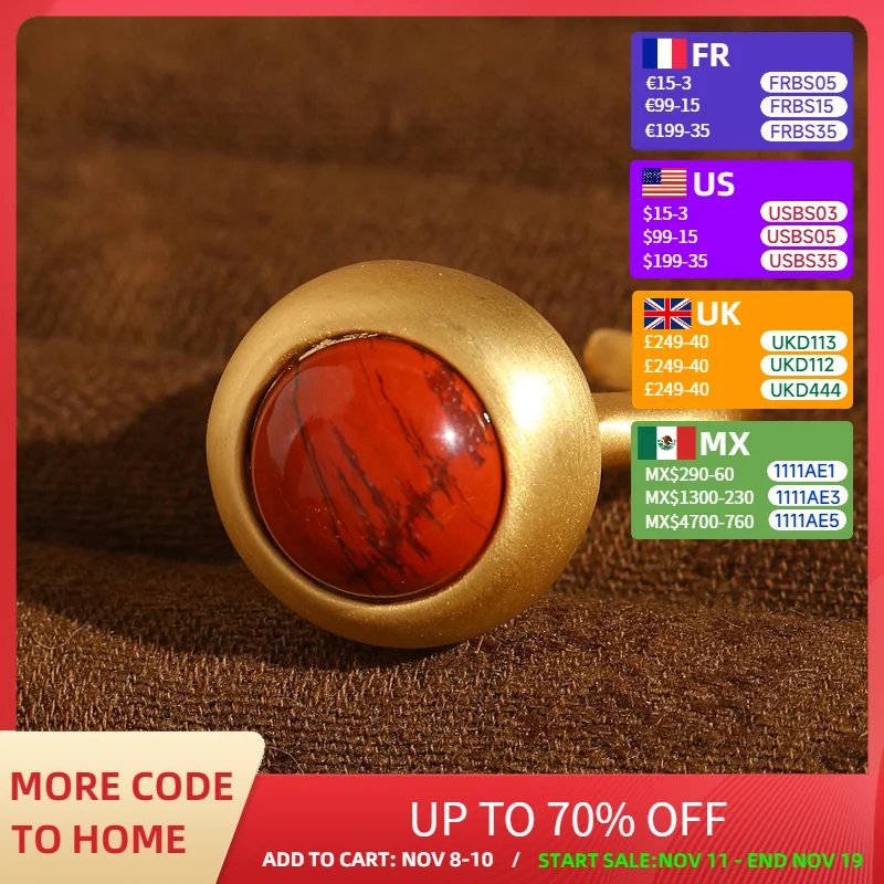 

Vintage Red Natural Stone Wedding Rings Round High Quality Gold Color Engagement Luxury Designer Jewelry For Women Trends 2025